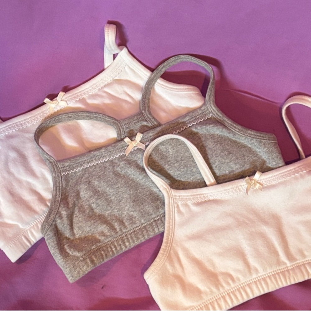 Hanna Andersson Kids' organic cotton bralettes - White and Gray